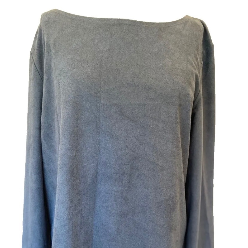 Hemsmith Gray Faux Suede Long Sleeve Top Medium